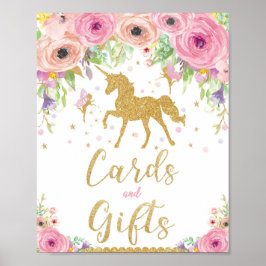 Unicorn Baby Shower Geburtstagsgeschenke und Karte Poster