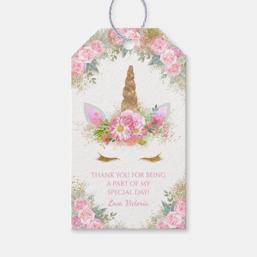 Unicorn Baby Shower Geschenketiketten Geschenkanhänger (Vorderseite)
