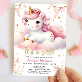 Unicorn Baby Shower Girl Pink Magical Unicorn Einladung