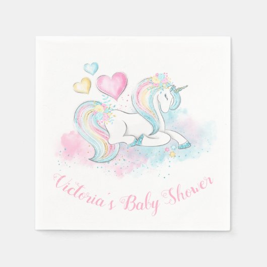 Unicorn Baby Shower Napkins Serviette (Vorderseite)