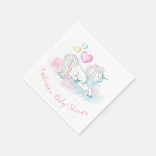 Unicorn Baby Shower Napkins Serviette (Ecke)