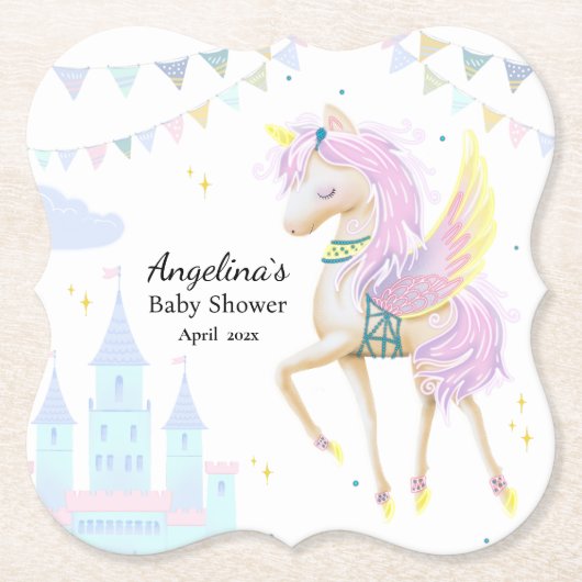 Unicorn Baby Shower Paper Untersetzer. Untersetzer (Vorderseite)