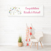 Unicorn Baby Shower Pastel Rainbow Niedlich Banner (Insitu)
