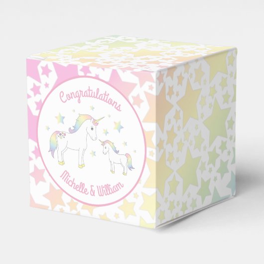 Unicorn Baby Shower Pastel Rainbow Niedlich Geschenkschachtel (Vorderseite)