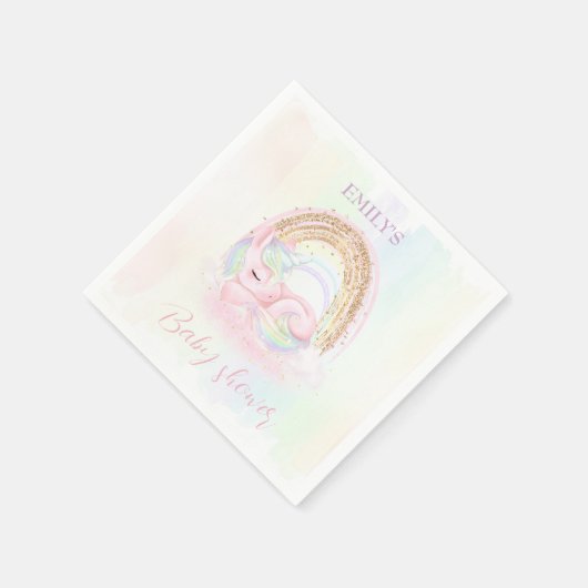 Unicorn Baby Shower Pastel Rainbow Paper Napkins Serviette (Ecke)