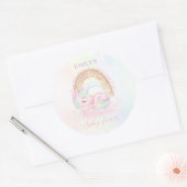 Unicorn Baby Shower Pastel Rainbow Runder Aufkleber (Umschlag)