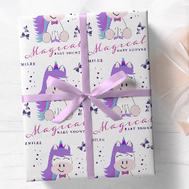 Unicorn Baby Shower Rainbow Colors Geschenkpapier