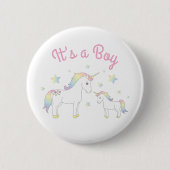 Unicorn Baby Shower Rainbow Pastel Button (Vorderseite)