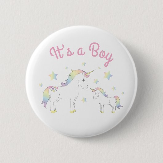 Unicorn Baby Shower Rainbow Pastel Button (Vorderseite)