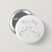 Unicorn Baby Shower Rainbow Pastel Button (Vorne & Hinten)