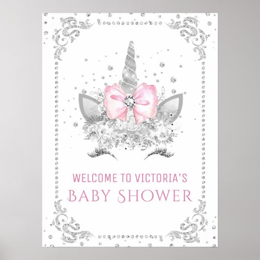 Unicorn Baby Shower Sign Poster (Vorne)