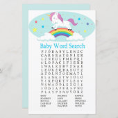 Unicorn Baby Shower Word Search Game (Vorne/Hinten)