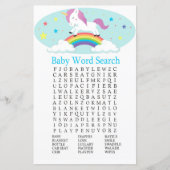 Unicorn Baby Shower Word Search Game (Vorderseite)