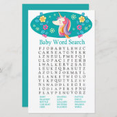 Unicorn Baby Shower Word Search Game (Vorne/Hinten)