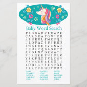 Unicorn Baby Shower Word Search Game (Vorderseite)