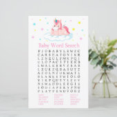Unicorn Baby Shower Word Search Game (Stehend Vorderseite)