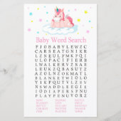 Unicorn Baby Shower Word Search Game (Vorderseite)