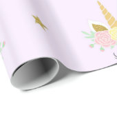 Unicorn Baby Shower Wrapping Paper Geschenkpapier (Rolleneckpunkt)