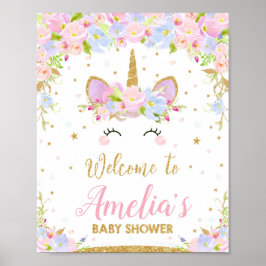 Unicorn Babydusche Begrüßung Plakatdekor Poster