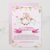 Unicorn Babydusche danke Karte (Vorne/Hinten)