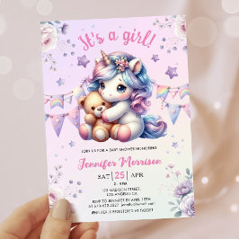 Unicorn Babydusche Es ist eine Girl Floral Waterco Einladung