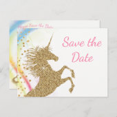 Unicorn Babydusche Save the Date Postkarten (Vorne/Hinten)