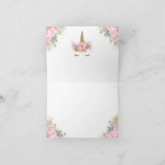 Unicorn Babydusche Vielen Dank Karten (Innenseite)