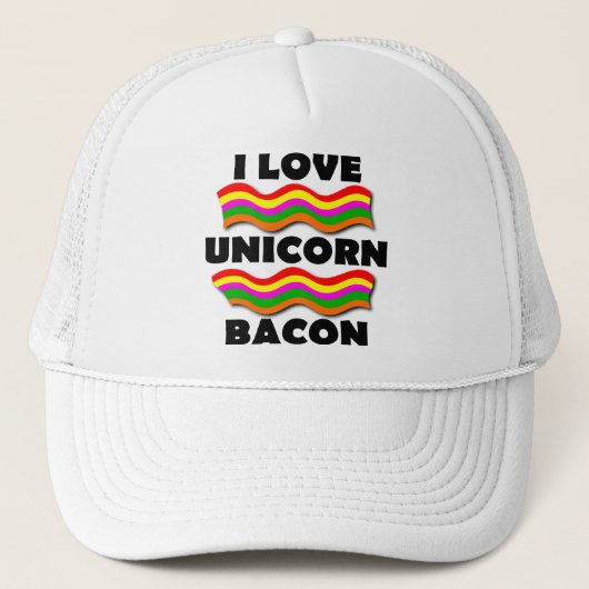 Unicorn Bacon Funny Ball Cap Trucker Hat Truckerkappe (Vorderseite)