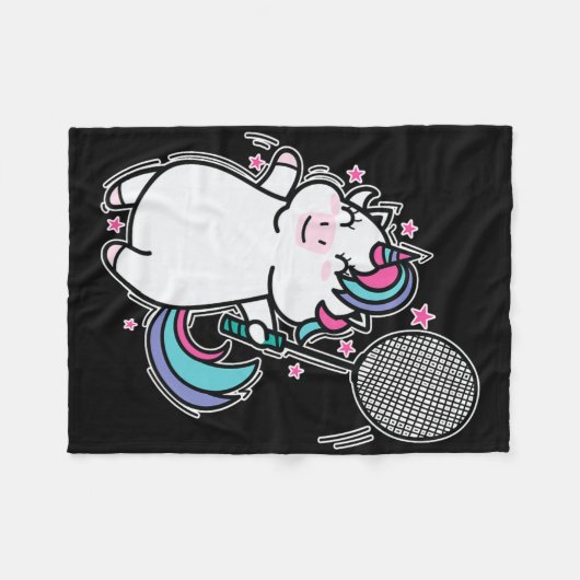 Unicorn Badminton Fleecedecke (Vorderseite (Horizontal))