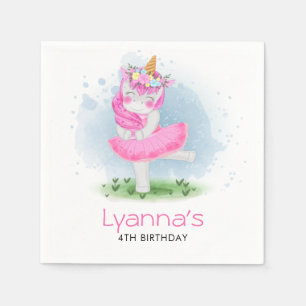 Unicorn Ballerina 4. Geburtstag Party Napkins Serviette