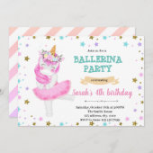 Unicorn ballerina Party Einladung (Vorne/Hinten)