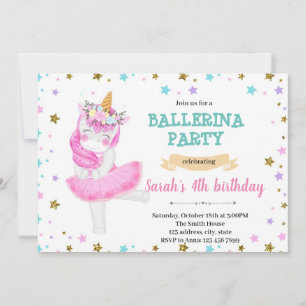 Unicorn ballerina Party Einladung