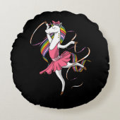 Unicorn Ballerina Rundes Kissen (Vorderseite)