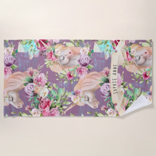 Unicorn Beach Handtuch | Blumenmuster (Vorderseite)