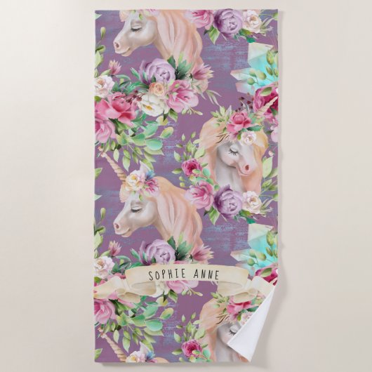Unicorn Beach Handtuch | Blumenmuster (Vorderseite)