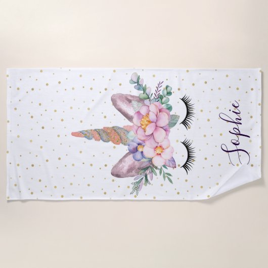 Unicorn Beach Handtuch | Einhorngesicht (Vorderseite)