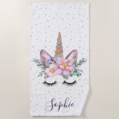 Unicorn Beach Handtuch | Einhorngesicht (Vorderseite)