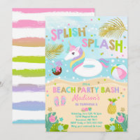 Unicorn Beach Party Einladung Unicorn Pool Floß