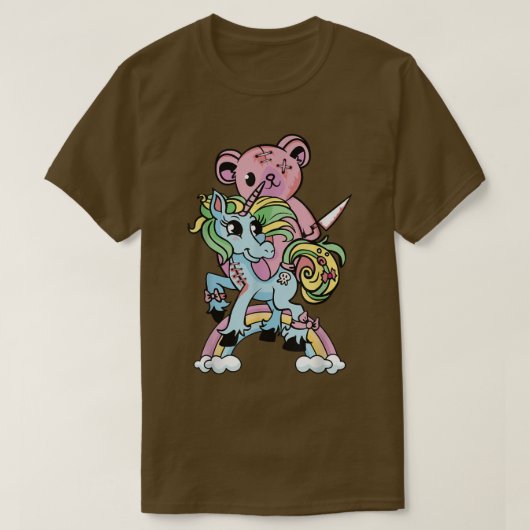 Unicorn Bear Rainbow Kawaii Pastel Goth Niedlich u T-Shirt (Design vorne)