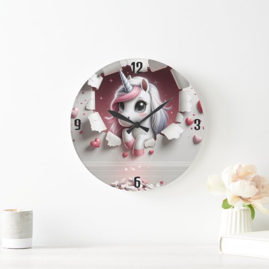 Unicorn Behalte oder erstellt Ihre eigene :-) groß Große Wanduhr (Zuhause)