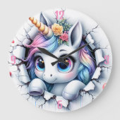 Unicorn Behalte oder erstellt Ihre eigene :-) groß Große Wanduhr (Vorderseite)