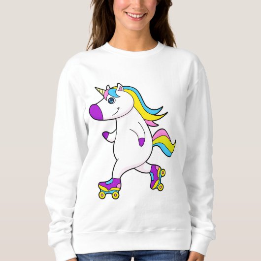 Unicorn bei Inline-Skaten mit Roller-Skaten Sweatshirt (Vorderseite)