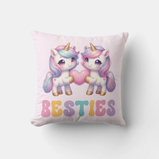 Unicorn Besties Beste Freunde für immer Kissen (Vorderseite)
