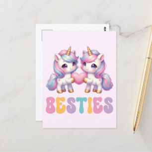 Unicorn Besties Beste Freunde für immer Postkarte