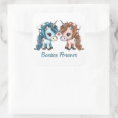 Unicorn Besties Forever Quadratischer Aufkleber (Tasche)