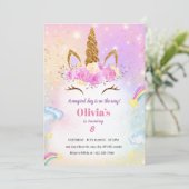 UNICORN BIRTHDAD-EINLADUNG EINLADUNG (Stehend Vorderseite)