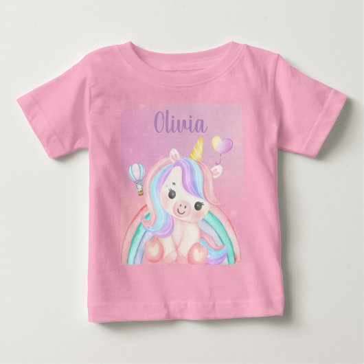 Unicorn Birthday Baby Girl T - Shirt - Individuell (Vorderseite)