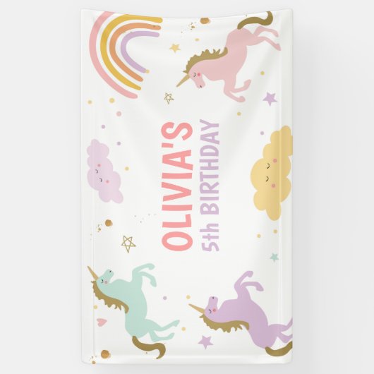 Unicorn Birthday Backdrop Banner Regenbogen Magisc (Vertikal)