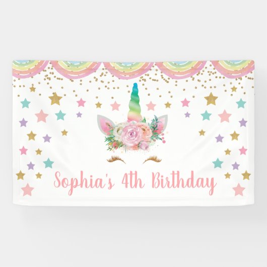 Unicorn Birthday Banner Personalized name (Horizontal)