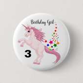 Unicorn Birthday Button Button Custom AGE NAME (Vorderseite)